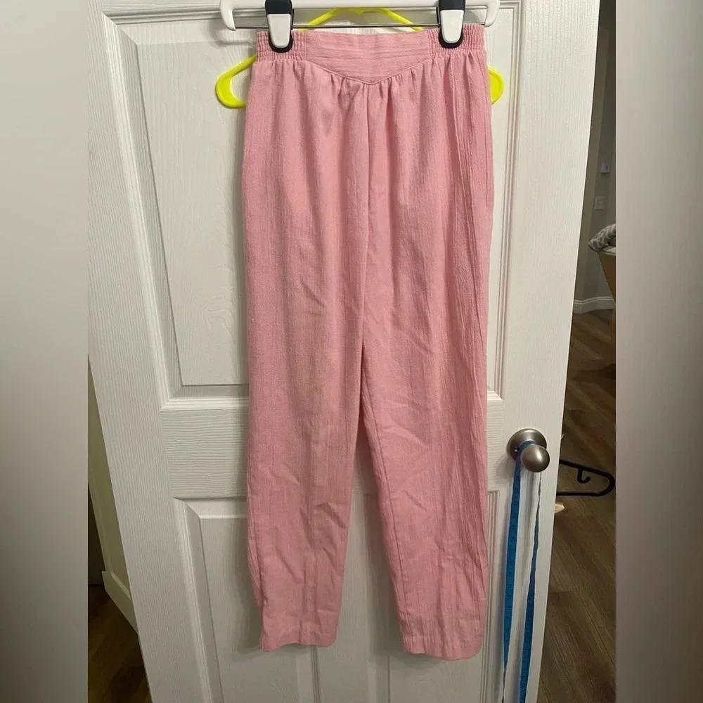 Vintage Pink High Waist Cotton/poly Blend Straight Leg Pants Women’s 8